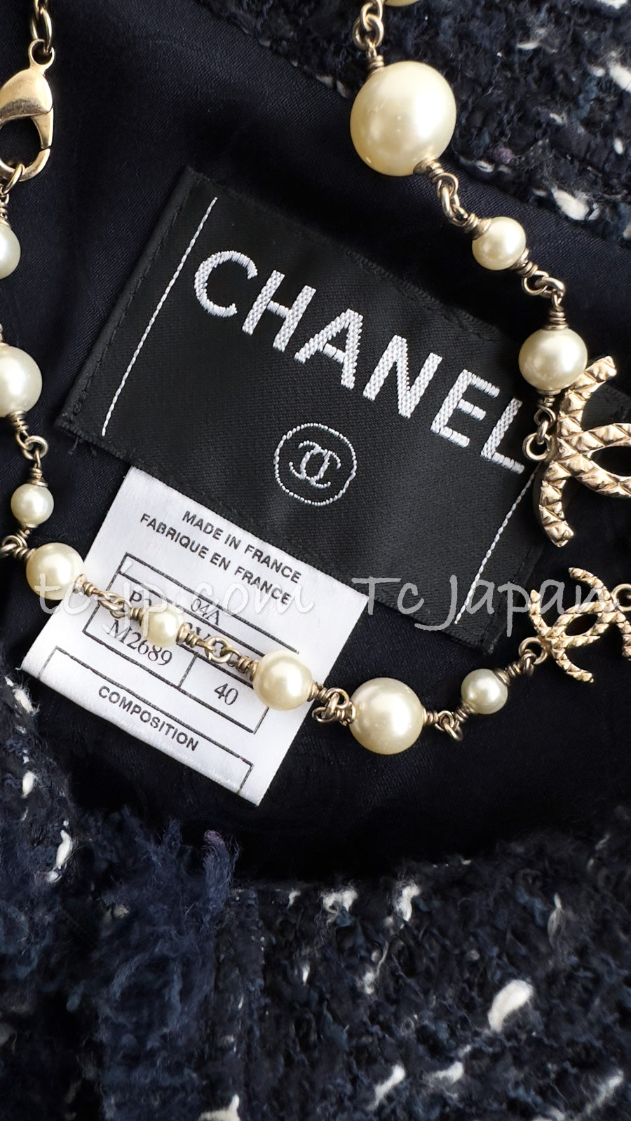CHANEL 04A Navy Black Tweed Jacket 40 シャネル ネイビー・ブラック・ツイード・ジャケット 即発
