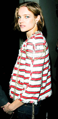 CHANEL 08S White Red Silk Cotton Stripe Border Jacket 50 シャネル ホワイト レッド シルク コットン ストライプ ボーダー ジャケット 即発