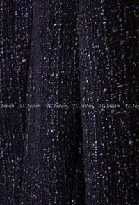 CHANEL 12A Black Purple Gripox Buttons Cotton Tweed Jacket 34 シャネル ブラック パープル グリポワ宝石 ボタン コットン ツイード ジャケット 即発