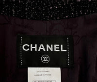 CHANEL 12A Black Purple Gripox Buttons Cotton Tweed Jacket 34 シャネル ブラック パープル グリポワ宝石 ボタン コットン ツイード ジャケット 即発