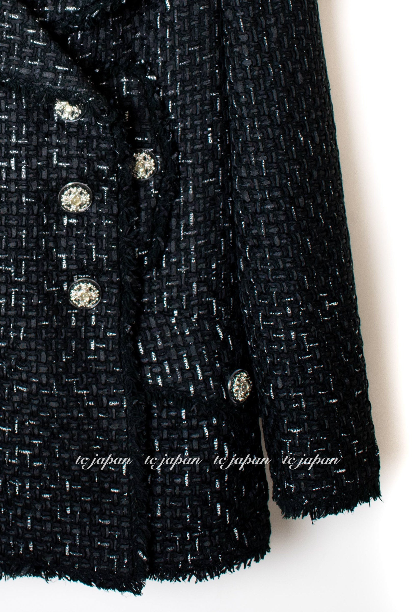 CHANEL 13C Black Ribbon Lesage Double Tweed Jacket 40 シャネル ブラック リボンテープ ロゴ ルサージュ ダブル ツイード ジャケット 即発