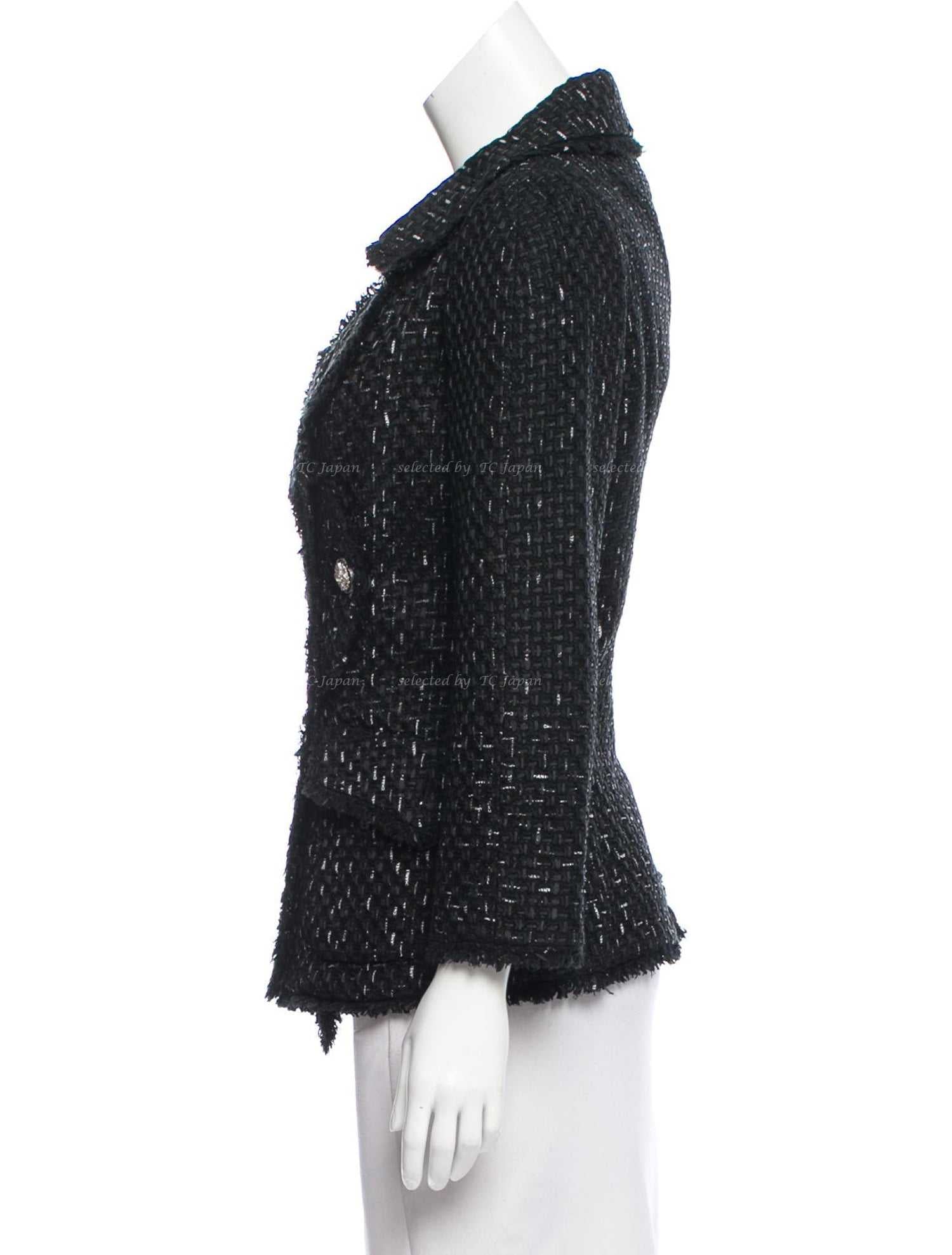 CHANEL 13C Black Ribbon Lesage Double Tweed Jacket 40 シャネル ブラック リボンテープ ロゴ ルサージュ ダブル ツイード ジャケット 即発