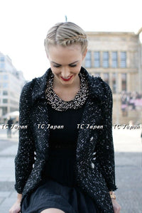 CHANEL 13C Black Ribbon Lesage Double Tweed Jacket 40 シャネル ブラック リボンテープ ロゴ ルサージュ ダブル ツイード ジャケット 即発
