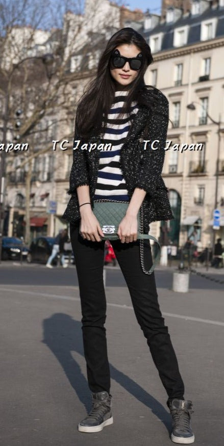 CHANEL 13C Black Ribbon Lesage Double Tweed Jacket 40 シャネル ブラック リボンテープ ロゴ ルサージュ ダブル ツイード ジャケット 即発