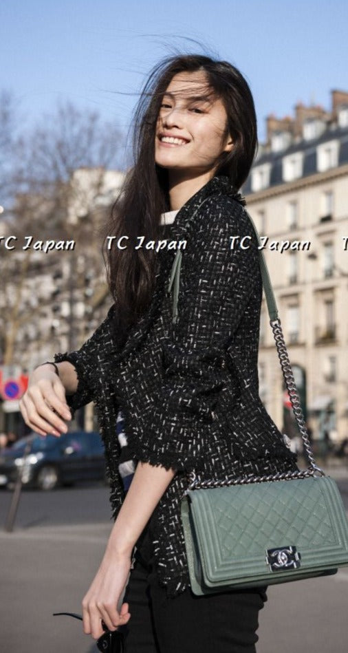 CHANEL 13C Black Ribbon Lesage Double Tweed Jacket 40 シャネル ブラック リボンテープ ロゴ ルサージュ ダブル ツイード ジャケット 即発