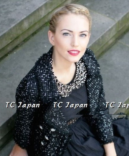 CHANEL 13C Black Ribbon Lesage Double Tweed Jacket 40 シャネル ブラック リボンテープ ロゴ ルサージュ ダブル ツイード ジャケット 即発
