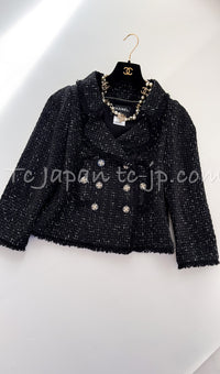 CHANEL 13C Black Ribbon Lesage Double Tweed Jacket 40 シャネル ブラック リボンテープ ロゴ ルサージュ ダブル ツイード ジャケット 即発