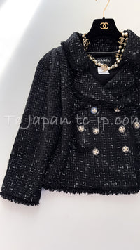 CHANEL 13C Black Ribbon Lesage Double Tweed Jacket 40 シャネル ブラック リボンテープ ロゴ ルサージュ ダブル ツイード ジャケット 即発