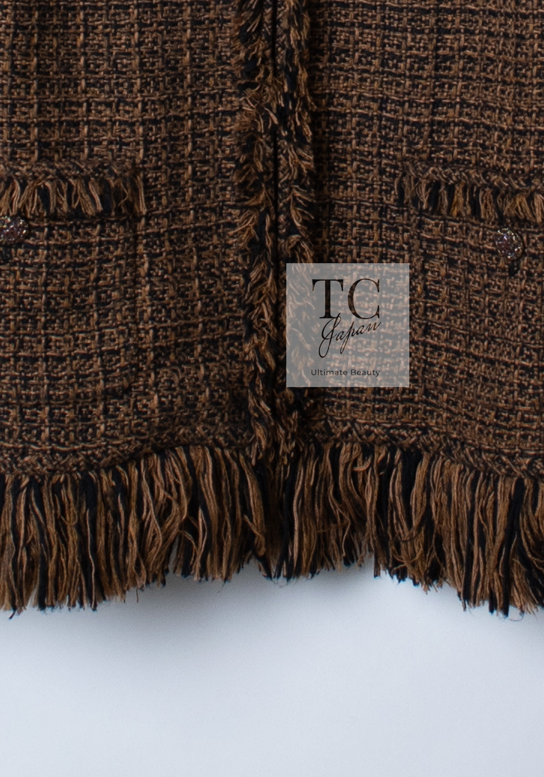 CHANEL 10A Brown Fringe Trimmed Jacket 34 38 シャネル ブラウン フリンジ トリム ジャケット 即発