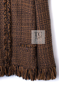 CHANEL 10A Brown Fringe Trimmed Jacket 34 38 シャネル ブラウン フリンジ トリム ジャケット 即発