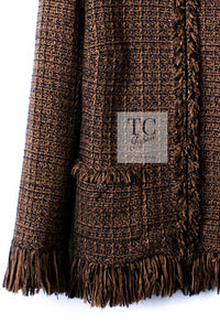 CHANEL 10A Brown Fringe Trimmed Jacket 34 38 シャネル ブラウン フリンジ トリム ジャケット 即発