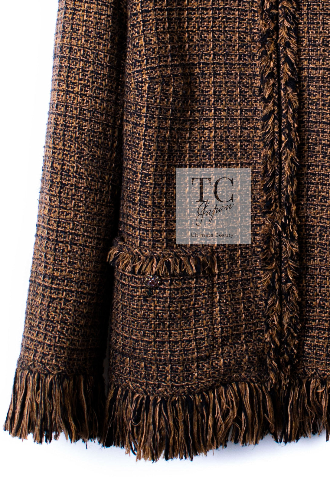CHANEL 10A Brown Fringe Trimmed Jacket 34 38 シャネル ブラウン フリンジ トリム ジャケット 即発
