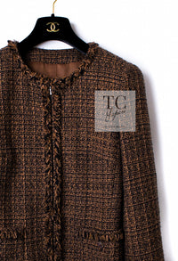 CHANEL 10A Brown Fringe Trimmed Jacket 34 38 シャネル ブラウン フリンジ トリム ジャケット 即発