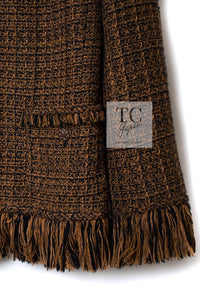 CHANEL 10A Brown Fringe Trimmed Jacket 34 38 シャネル ブラウン フリンジ トリム ジャケット 即発