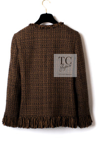 CHANEL 10A Brown Fringe Trimmed Jacket 34 38 シャネル ブラウン フリンジ トリム ジャケット 即発