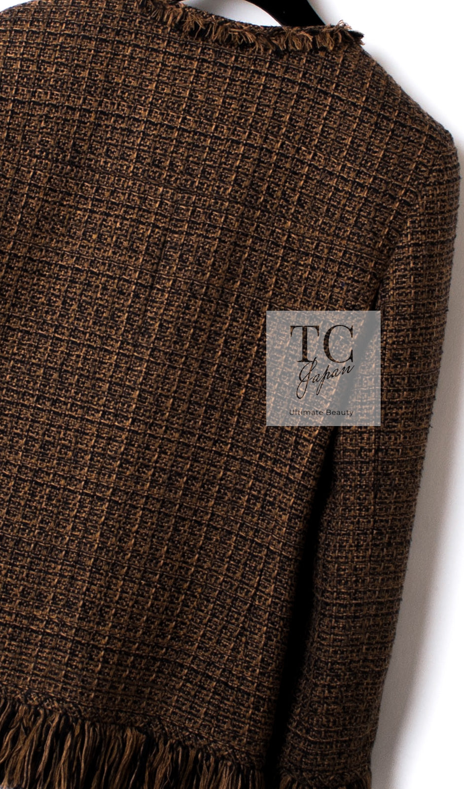 CHANEL 10A Brown Fringe Trimmed Jacket 34 38 シャネル ブラウン フリンジ トリム ジャケット 即発