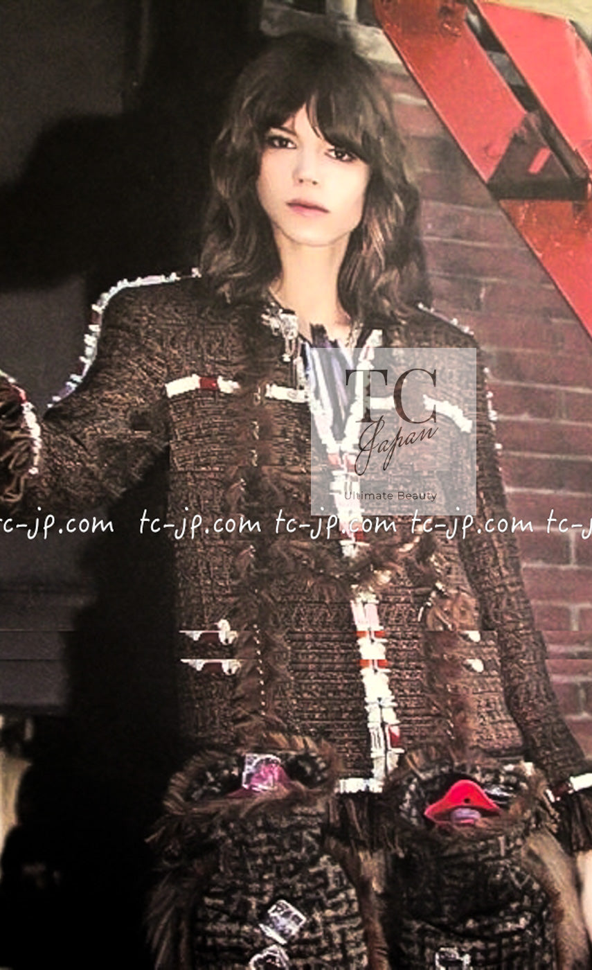 シャネル ジャケット CHANEL ブラウン フリンジ トリム 10A Brown 