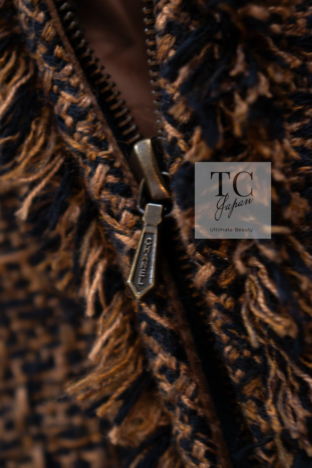 CHANEL 10A Brown Fringe Trimmed Jacket 34 38 シャネル ブラウン フリンジ トリム ジャケット 即発