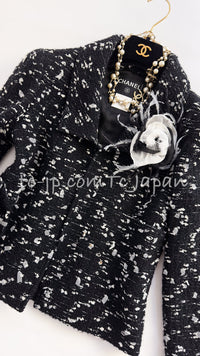 CHANEL 02A Black White Wool Tweed Jacket 42 シャネル ブラック ホワイト ウール ツイード ジャケット 即発
