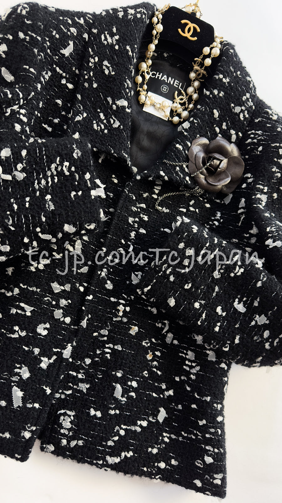 CHANEL 02A Black White Wool Tweed Jacket 42 シャネル ブラック ホワイト ウール ツイード ジャケット 即発