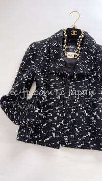 CHANEL 02A Black White Wool Tweed Jacket 42 シャネル ブラック ホワイト ウール ツイード ジャケット 即発