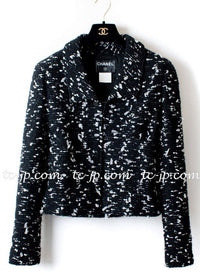 CHANEL 02A Black White Wool Tweed Jacket 42 シャネル ブラック ホワイト ウール ツイード ジャケット 即発