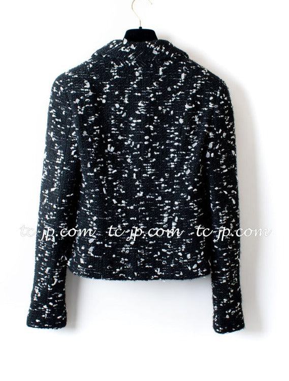 CHANEL 02A Black White Wool Tweed Jacket 42 シャネル ブラック ホワイト ウール ツイード ジャケット 即発