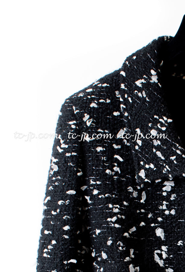 CHANEL 02A Black White Wool Tweed Jacket 42 シャネル ブラック ホワイト ウール ツイード ジャケット 即発
