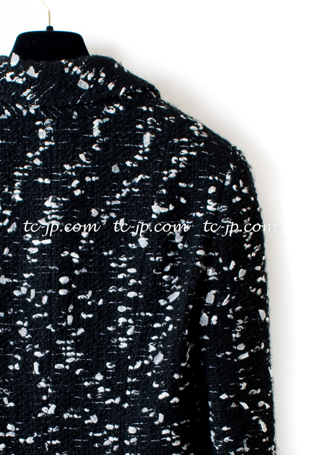 CHANEL 02A Black White Wool Tweed Jacket 42 シャネル ブラック ホワイト ウール ツイード ジャケット 即発