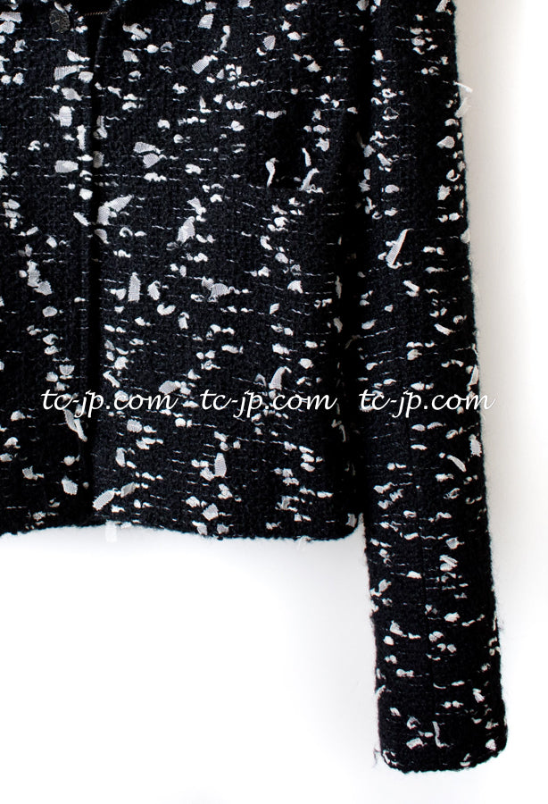 CHANEL 02A Black White Wool Tweed Jacket 42 シャネル ブラック ホワイト ウール ツイード ジャケット 即発