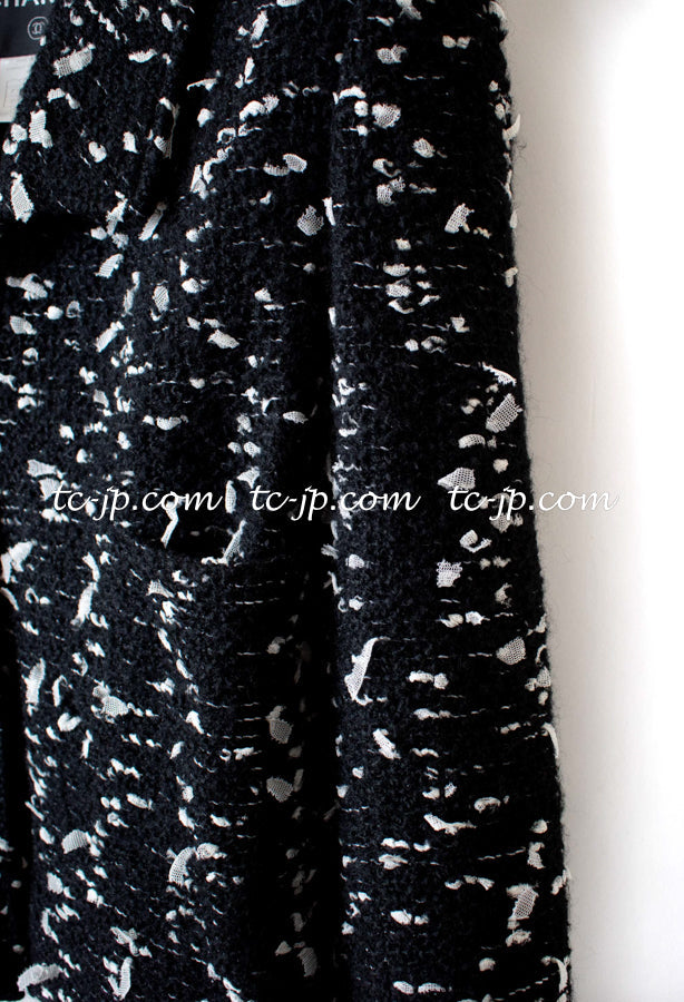 CHANEL 02A Black White Wool Tweed Jacket 42 シャネル ブラック ホワイト ウール ツイード ジャケット 即発
