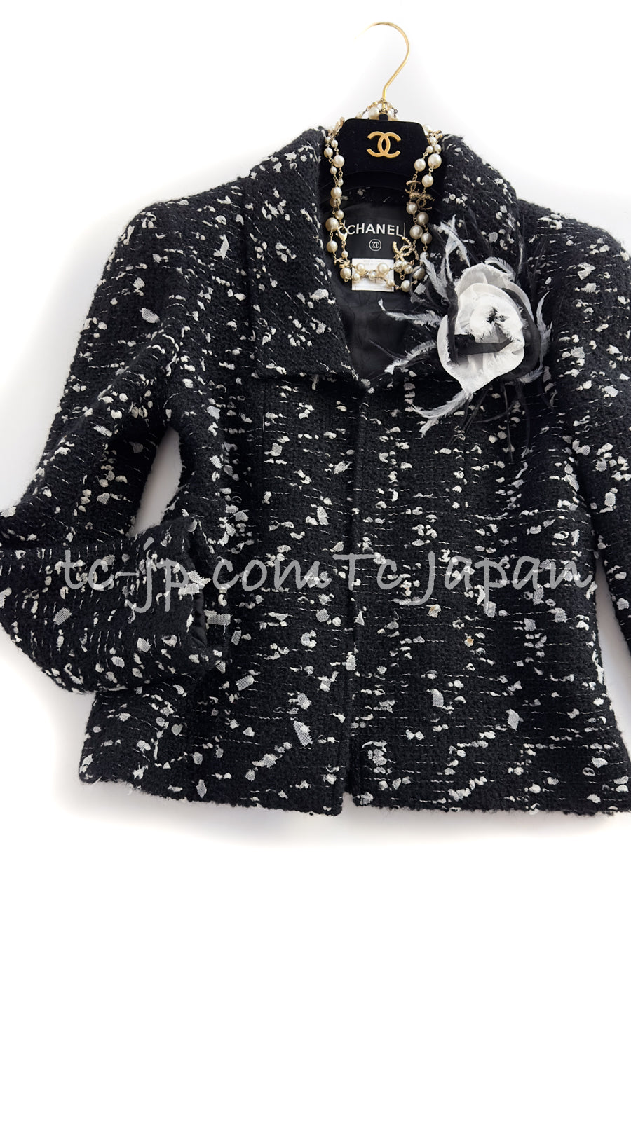 CHANEL 02A Black White Wool Tweed Jacket 42 シャネル ブラック ホワイト ウール ツイード ジャケット 即発