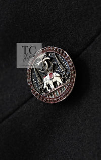 CHANEL 12PF Paris Bombay Black Wool Cashmere Blazer Jacket 34シャネル ブラック エンブレム ウール カシミヤ ブレザー ジャケット 即発