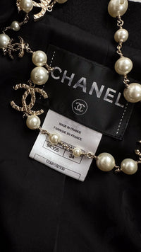 CHANEL 12PF Paris Bombay Black Wool Cashmere Blazer Jacket 34シャネル ブラック エンブレム ウール カシミヤ ブレザー ジャケット 即発