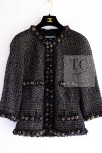 CHANEL 07PF Brown Navy Metallic Monte Carlo Tweed Jacket 36 シャネル モンテカルロ ブラウン ネイビー メタリック ツイード ジャケット 即発