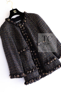 CHANEL 07PF Brown Navy Metallic Monte Carlo Tweed Jacket 36 シャネル モンテカルロ ブラウン ネイビー メタリック ツイード ジャケット 即発