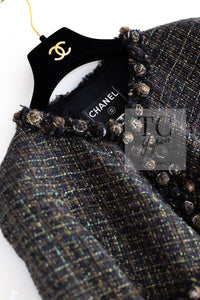CHANEL 07PF Brown Navy Metallic Monte Carlo Tweed Jacket 36 シャネル モンテカルロ ブラウン ネイビー メタリック ツイード ジャケット 即発