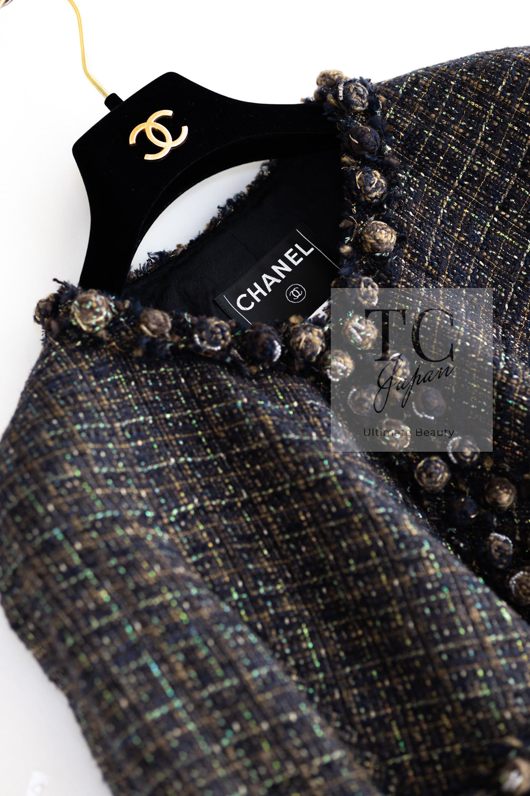 CHANEL 07PF Brown Navy Metallic Monte Carlo Tweed Jacket 36 シャネル モンテカルロ ブラウン ネイビー メタリック ツイード ジャケット 即発