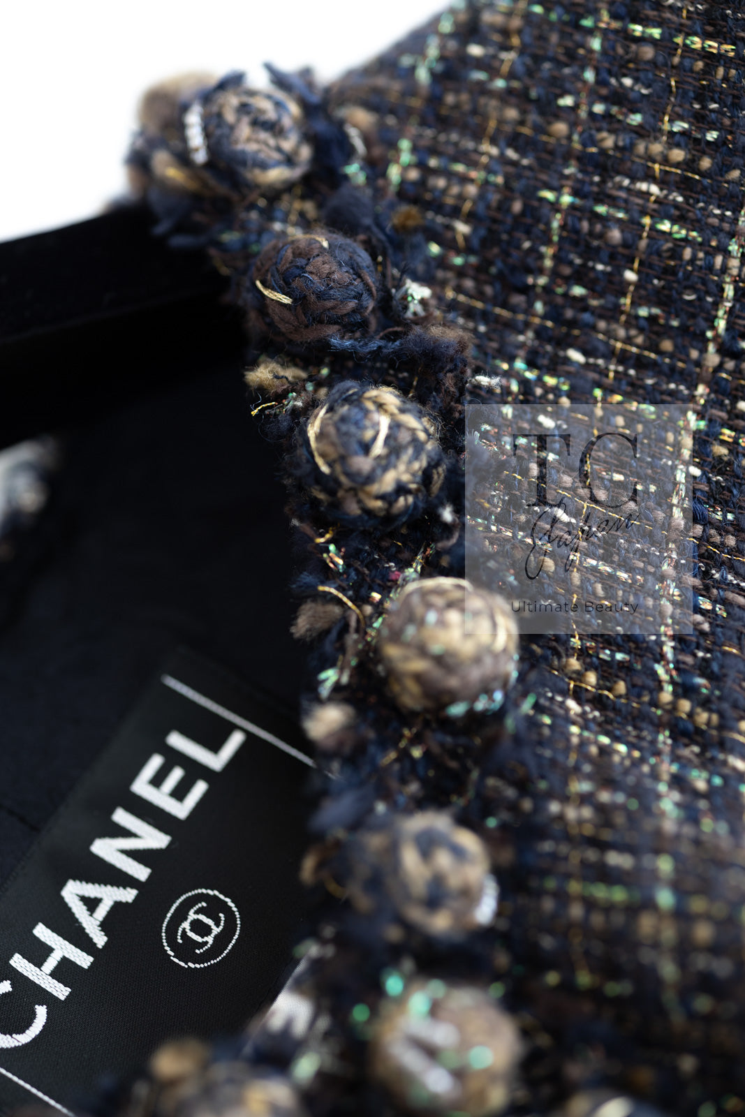 CHANEL 07PF Brown Navy Metallic Monte Carlo Tweed Jacket 36 シャネル モンテカルロ ブラウン ネイビー メタリック ツイード ジャケット 即発