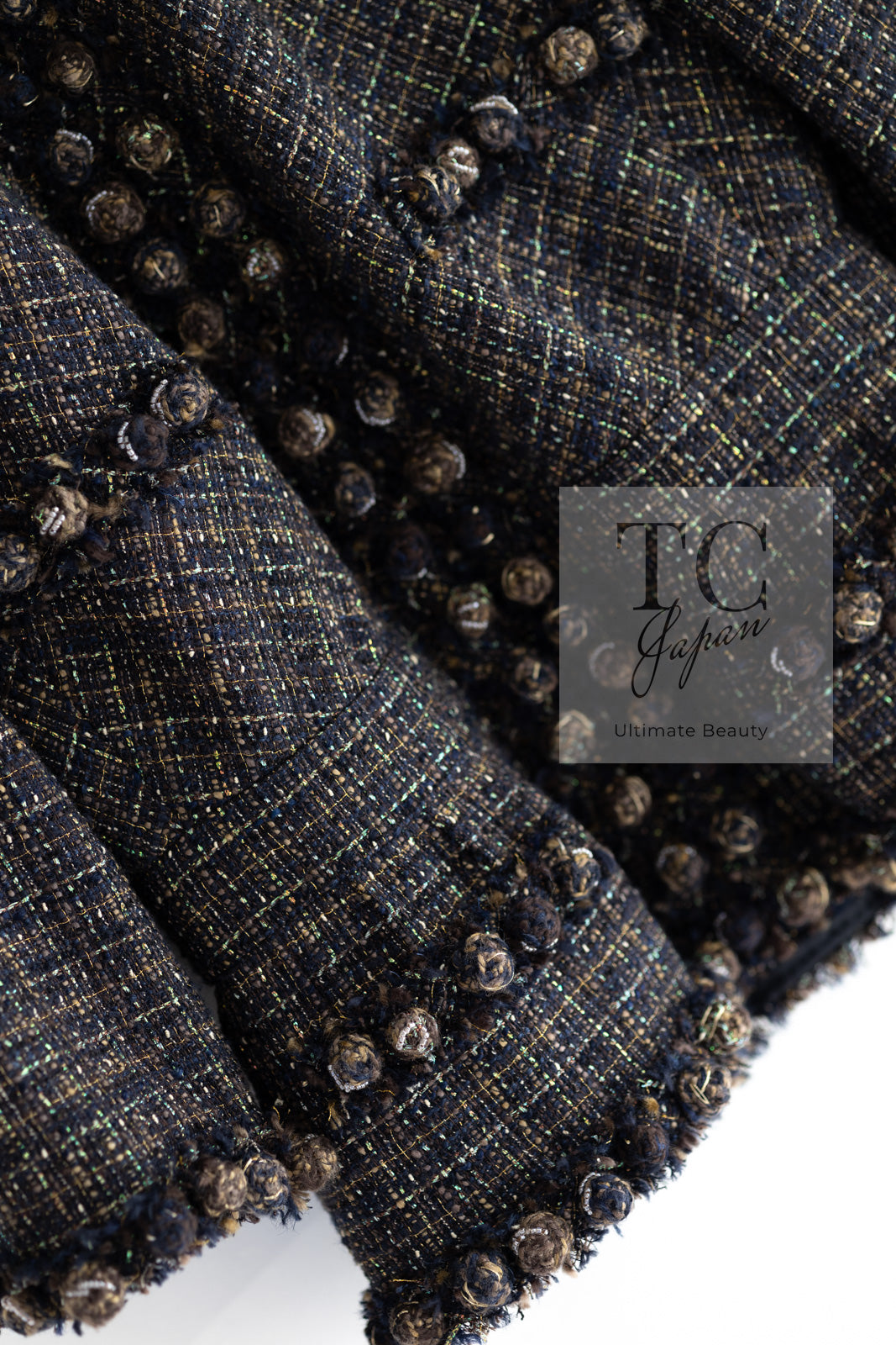 CHANEL 07PF Brown Navy Metallic Monte Carlo Tweed Jacket 36 シャネル モンテカルロ ブラウン ネイビー メタリック ツイード ジャケット 即発