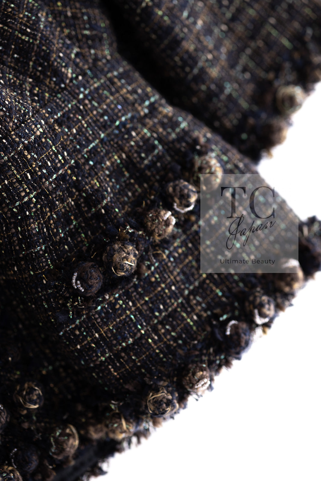 CHANEL 07PF Brown Navy Metallic Monte Carlo Tweed Jacket 36 シャネル モンテカルロ ブラウン ネイビー メタリック ツイード ジャケット 即発