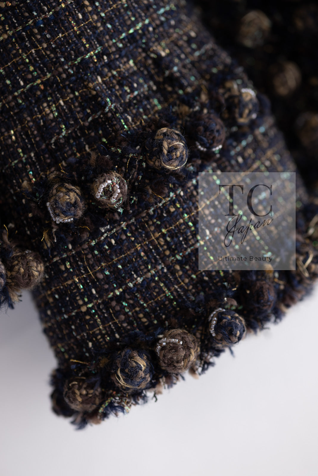 CHANEL 07PF Brown Navy Metallic Monte Carlo Tweed Jacket 36 シャネル モンテカルロ ブラウン ネイビー メタリック ツイード ジャケット 即発