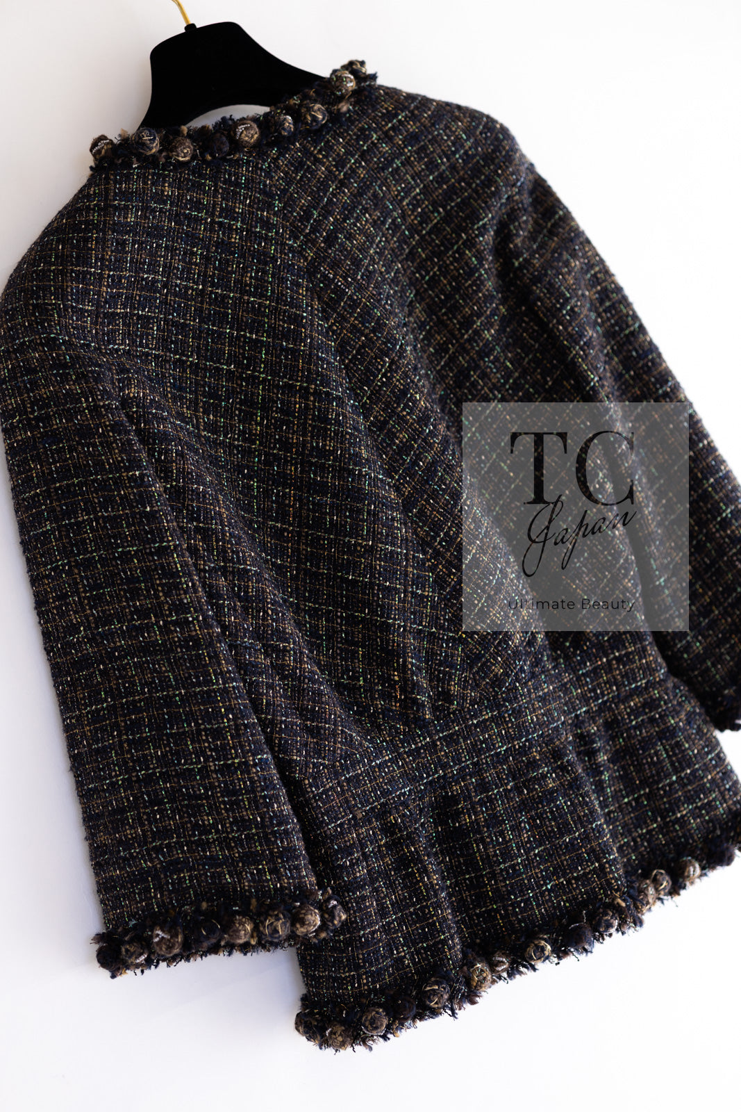 CHANEL 07PF Brown Navy Metallic Monte Carlo Tweed Jacket 36 シャネル モンテカルロ ブラウン ネイビー メタリック ツイード ジャケット 即発