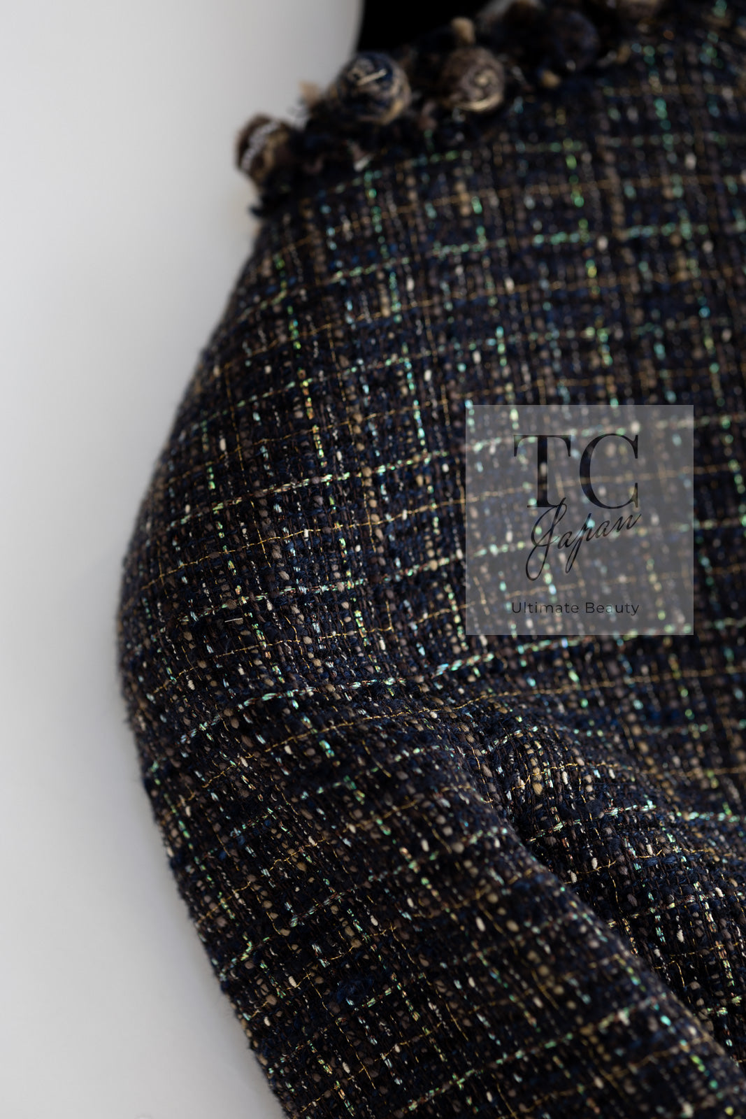 CHANEL 07PF Brown Navy Metallic Monte Carlo Tweed Jacket 36 シャネル モンテカルロ ブラウン ネイビー メタリック ツイード ジャケット 即発