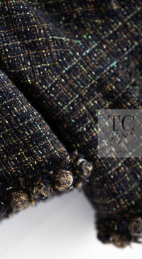 CHANEL 07PF Brown Navy Metallic Monte Carlo Tweed Jacket 36 シャネル モンテカルロ ブラウン ネイビー メタリック ツイード ジャケット 即発