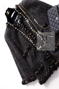 CHANEL 07PF Brown Navy Metallic Monte Carlo Tweed Jacket 36 シャネル モンテカルロ ブラウン ネイビー メタリック ツイード ジャケット 即発