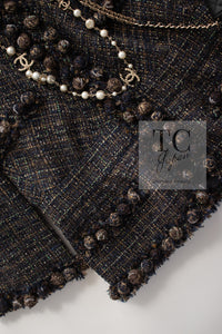 CHANEL 07PF Brown Navy Metallic Monte Carlo Tweed Jacket 36 シャネル モンテカルロ ブラウン ネイビー メタリック ツイード ジャケット 即発