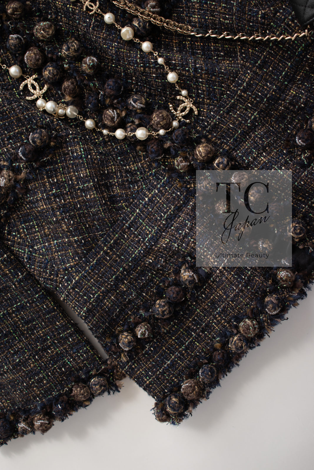 CHANEL 07PF Brown Navy Metallic Monte Carlo Tweed Jacket 36 シャネル モンテカルロ ブラウン ネイビー メタリック ツイード ジャケット 即発