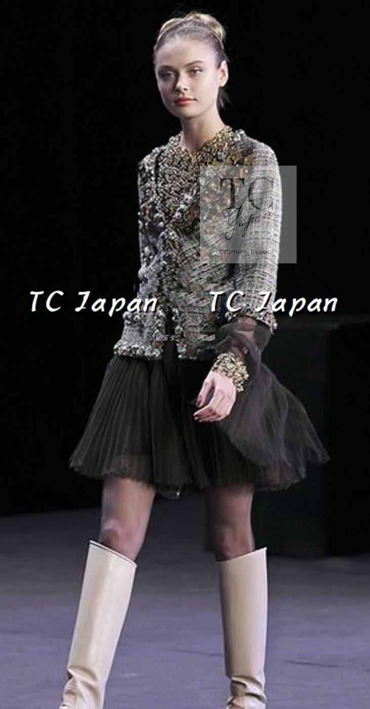CHANEL 07PF Brown Navy Metallic Monte Carlo Tweed Jacket 36 シャネル モンテカルロ ブラウン ネイビー メタリック ツイード ジャケット 即発