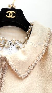 CHANEL 10C Ivory Cream Gold Line Trim Jacket 36 42 シャネル アイボリー クリーム ゴールド ライン トリム ジャケット 即発
